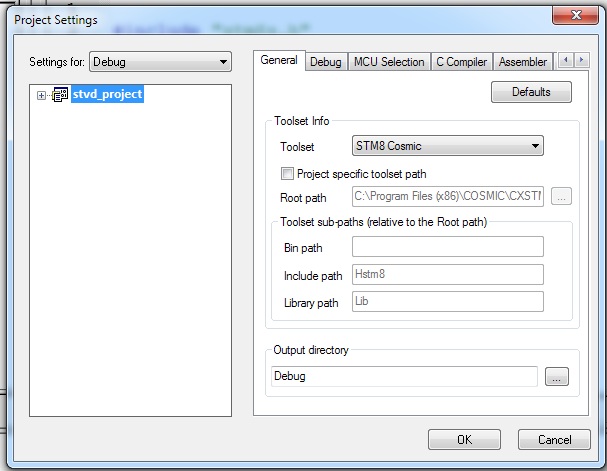STM8S STVD Settings